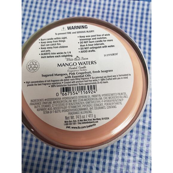 BBW Mango Waters Floral Design Jar Large 3 Wick Candle Home Fragrance - Picture 2 of 2